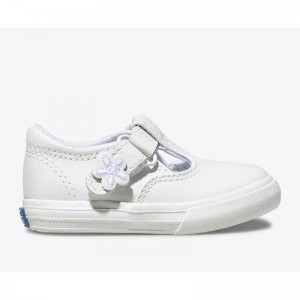 Keds Big Kid's Daphne T-Strap Nahkaiset Lasten Sneaker Valkoinen | JBEL16582