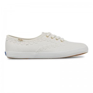 Keds Champion Crochet Trim Canvas Naisten Canvas Valkoinen | CJKV85120