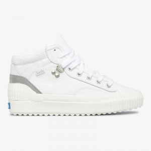 Keds Demi Trx Mid Nahkaiset Naisten Leather Sneakers White/Silver | JEXZ37950