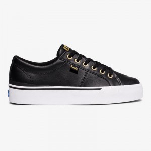 Keds Jump Kick Duo Nahkaiset Naisten Leather Sneakers Mustat | RLEZ08796