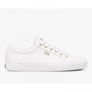 Keds Jump Kick Nahkaiset Naisten Lace Ups Valkoinen Kultaiset | OKGE24709