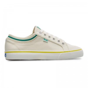 Keds Jump Kick Rib Knit Collar Naisten Canvas White/Green | JNFG67108