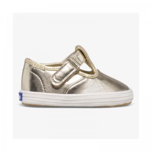 Keds Little Kid's Champion Varvas Cap T-Strap Lasten Sneaker Hopea | QOCL85471