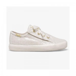 Keds Little Kid's Kickstart Jr Celebrations Lasten Sneaker Ivory Sparkle Lightyellow | WAEX26958