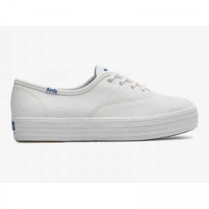 Keds The Platform Naisten Leather Sneakers Valkoinen | IDCA89732