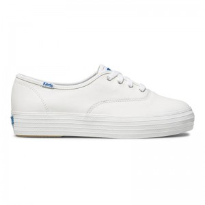 Keds Triple CVO Nahkaiset Naisten Leather Sneakers Valkoinen | ODQV73819