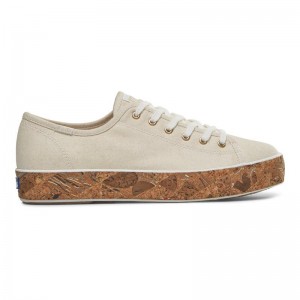 Keds Triple Kick Canvas Cork Foxing Natural Naisten Platform Sneakers Beige | KLDX06254