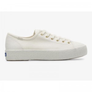 Keds Triple Kick Canvas Emboss Foxing Naisten Platform Sneakers Valkoinen | PJML06483