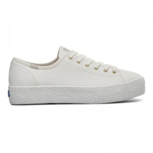 Keds Triple Kick Canvas Emboss Foxing Snow Naisten Canvas Valkoinen | EYUX58612