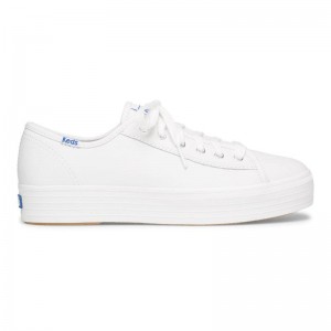 Keds Triple Kick Nahkaiset Naisten Leather Sneakers Valkoinen | NIRT09287