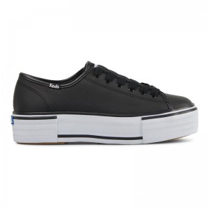 Keds Triple Up Nahkaiset Bumper Foxing Naisten Leather Sneakers Black/White | SNRD27109