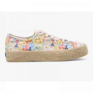 Keds x Rifle Paper Co. Triple Kick Jute Margaux Naisten Lace Ups Valkoinen Monivärinen | CTOF21083