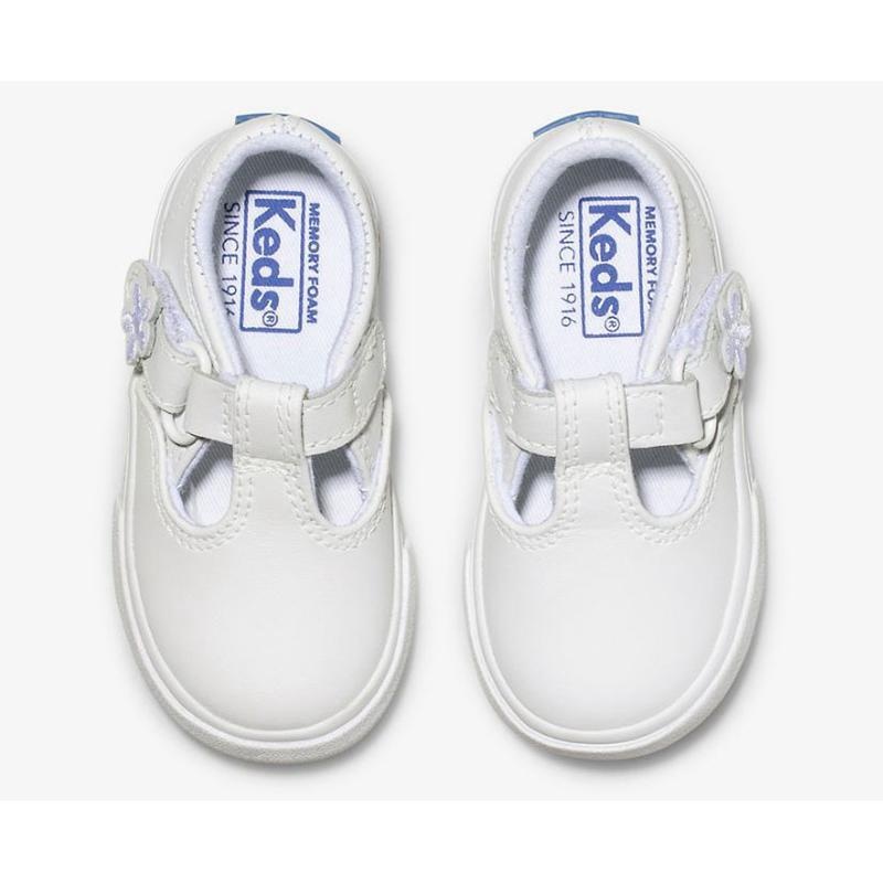 Keds Big Kid's Daphne T-Strap Nahkaiset Lasten Sneaker Valkoinen | JBEL16582