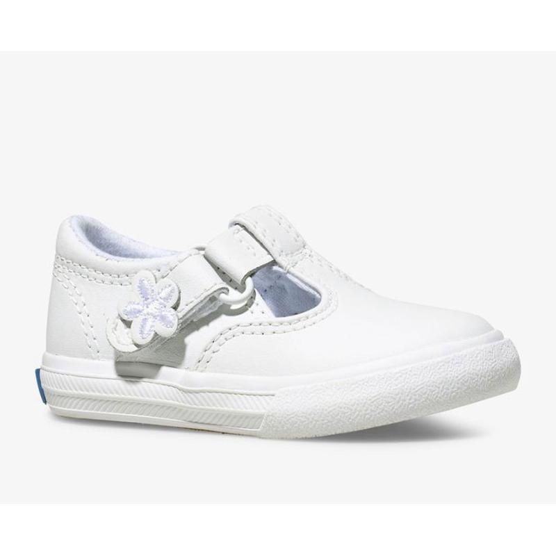 Keds Big Kid's Daphne T-Strap Nahkaiset Lasten Sneaker Valkoinen | JBEL16582