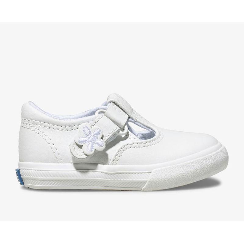 Keds Big Kid\'s Daphne T-Strap Nahkaiset Lasten Sneaker Valkoinen | JBEL16582