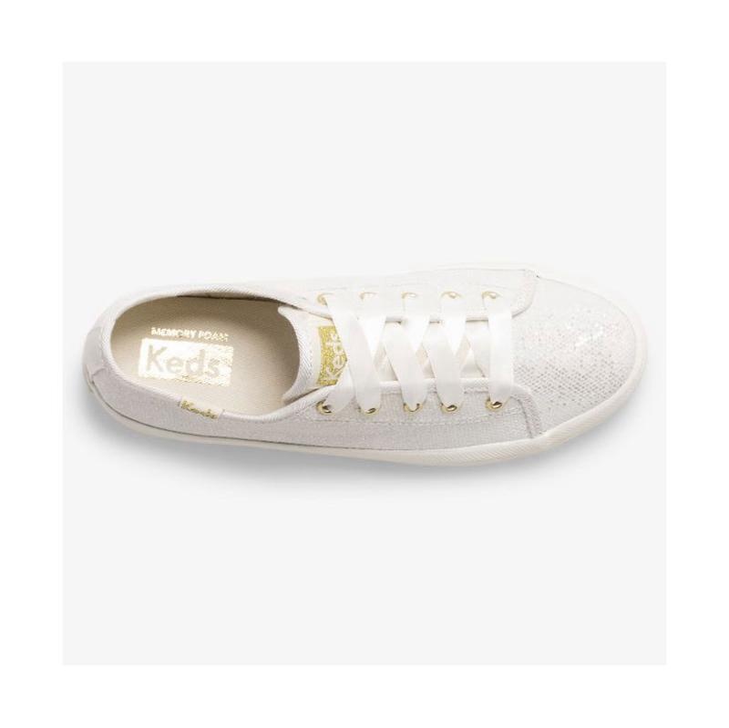 Keds Big Kid's Kickstart Celebrations Lasten Sneaker Ivory Sparkle Lightyellow | LCIU41732