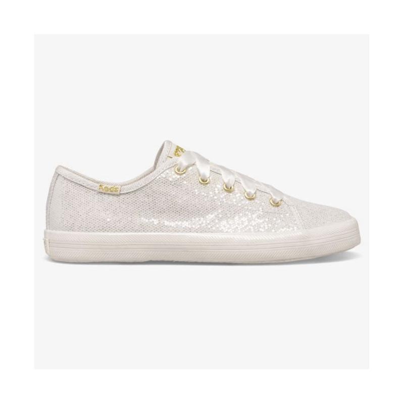 Keds Big Kid\'s Kickstart Celebrations Lasten Sneaker Ivory Sparkle Lightyellow | LCIU41732