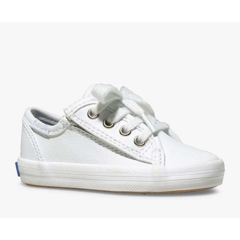 Keds Big Kid's Kickstart Jr. Nahkaiset Lasten Sneaker Valkoinen | YNIV39017