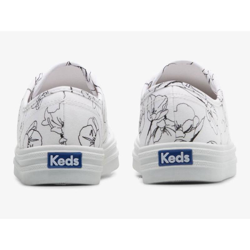 Keds Breezie Canvas Hand Drawn Print Naisten Lace Ups Valkoinen Mustat | WOJZ41597