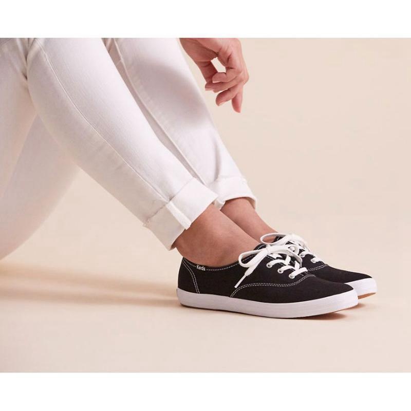 Keds Champion Feat. Organic Puuvilla Naisten Lace Ups Mustat | HLOT84376