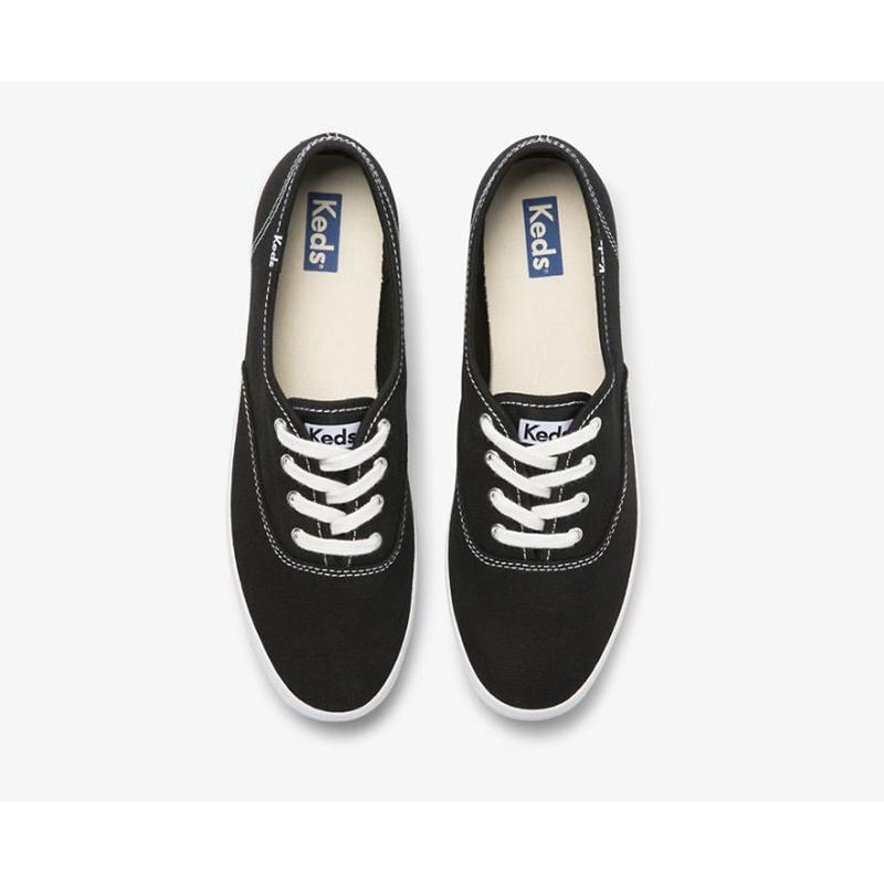 Keds Champion Feat. Organic Puuvilla Naisten Lace Ups Mustat | HLOT84376