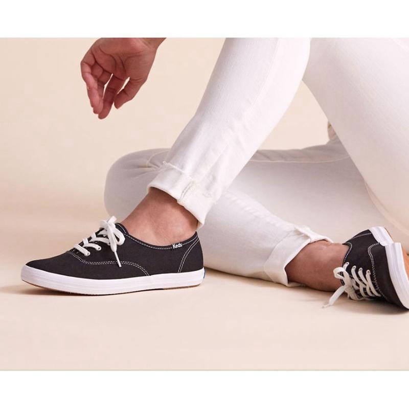 Keds Champion Feat. Organic Puuvilla Naisten Lace Ups Mustat | HLOT84376