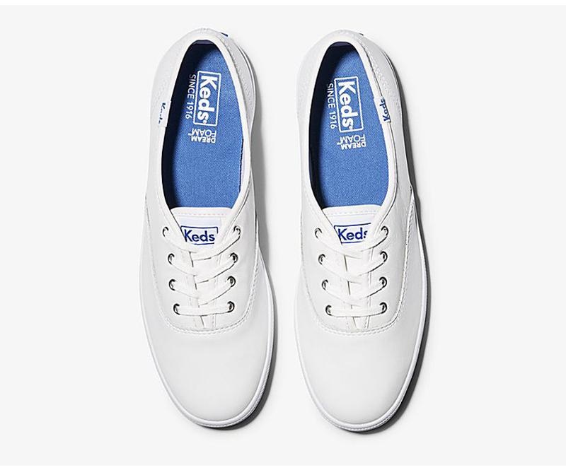 Keds Champion Nahkaiset Leveät Fit Naisten Leather Sneakers Valkoinen | IZDP80469