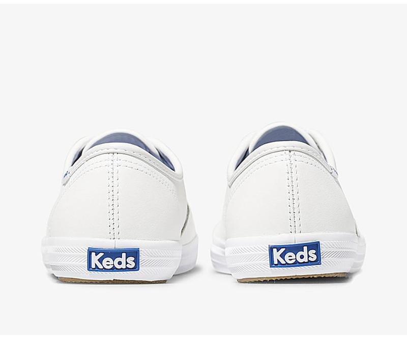 Keds Champion Nahkaiset Leveät Fit Naisten Leather Sneakers Valkoinen | IZDP80469