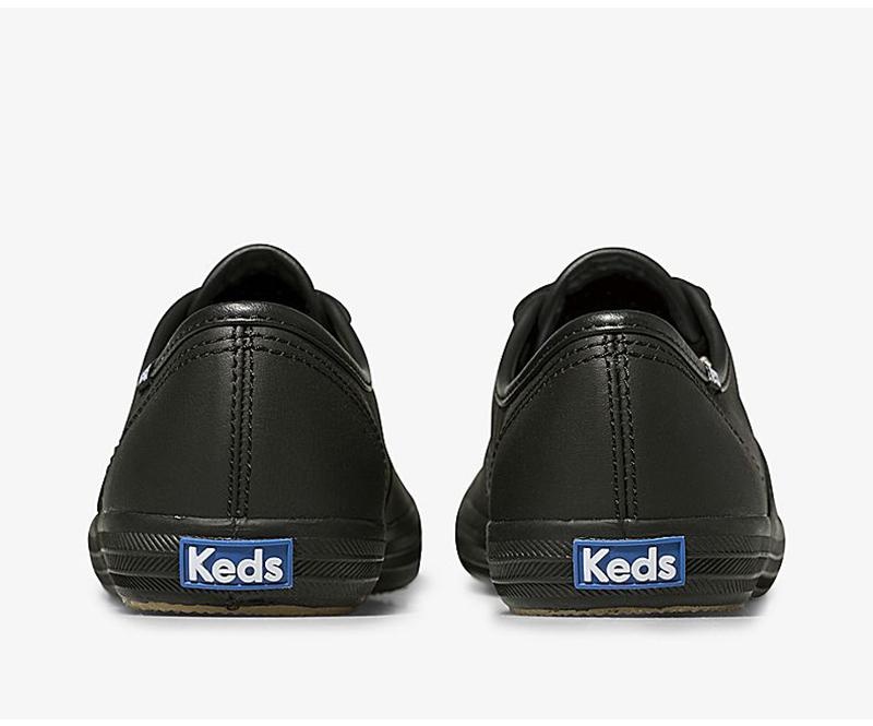 Keds Champion Originals Nahkaiset Naisten Leather Sneakers Black/Black | CIOS61723