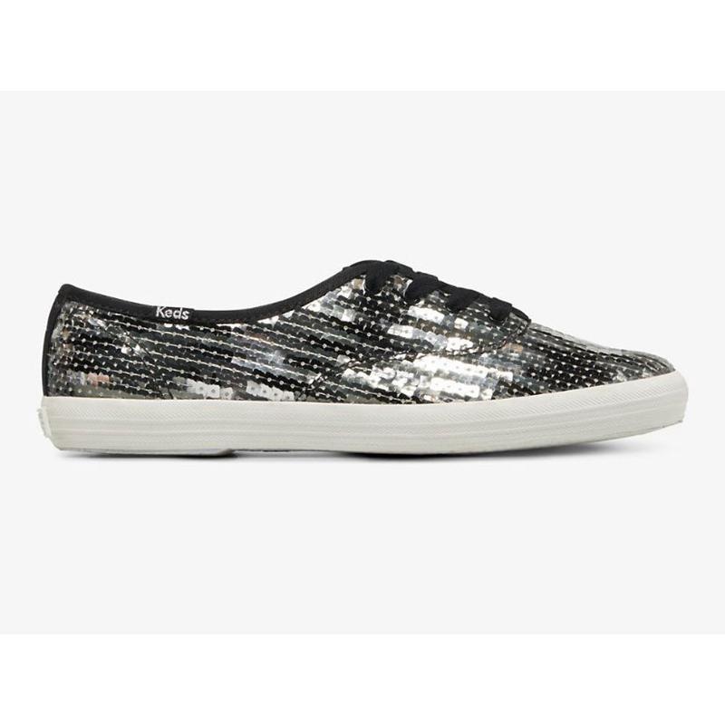 Keds Champion Sequins Celebration Naisten Lace Ups Mustat Hopea | LXHO20386