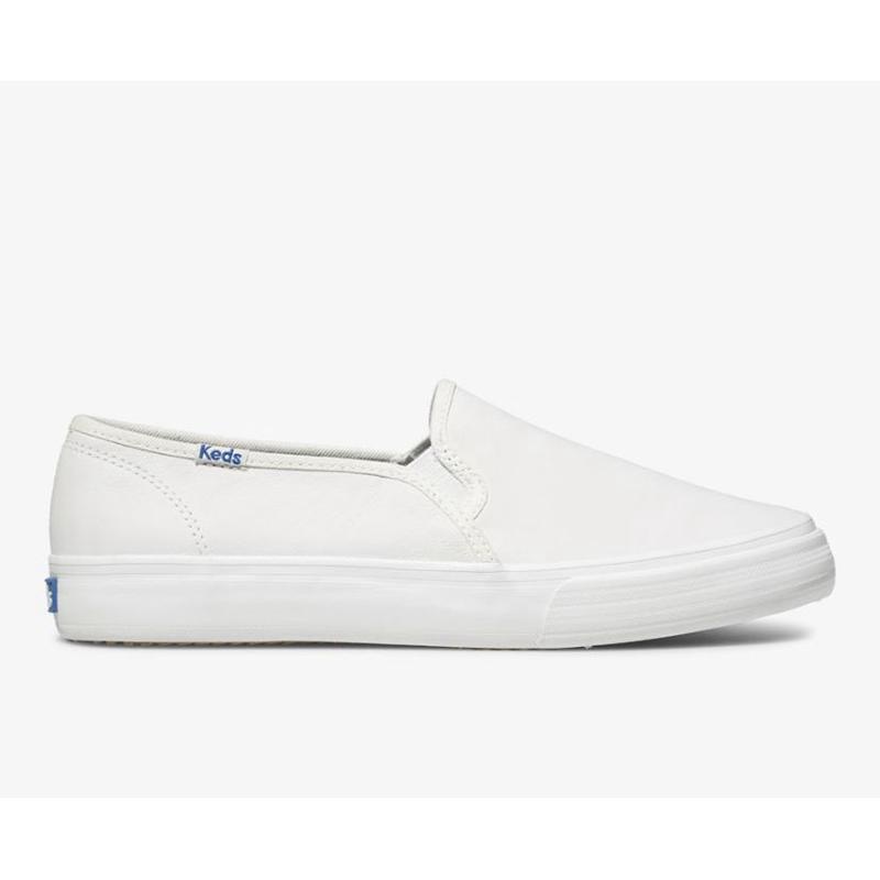 Keds Double Decker Slip On Naisten Leather Sneakers Valkoinen | LMVC47509