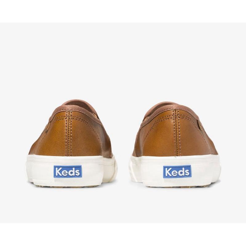 Keds Double Decker Slip On Naisten Leather Sneakers Ruskea | OLNW46523