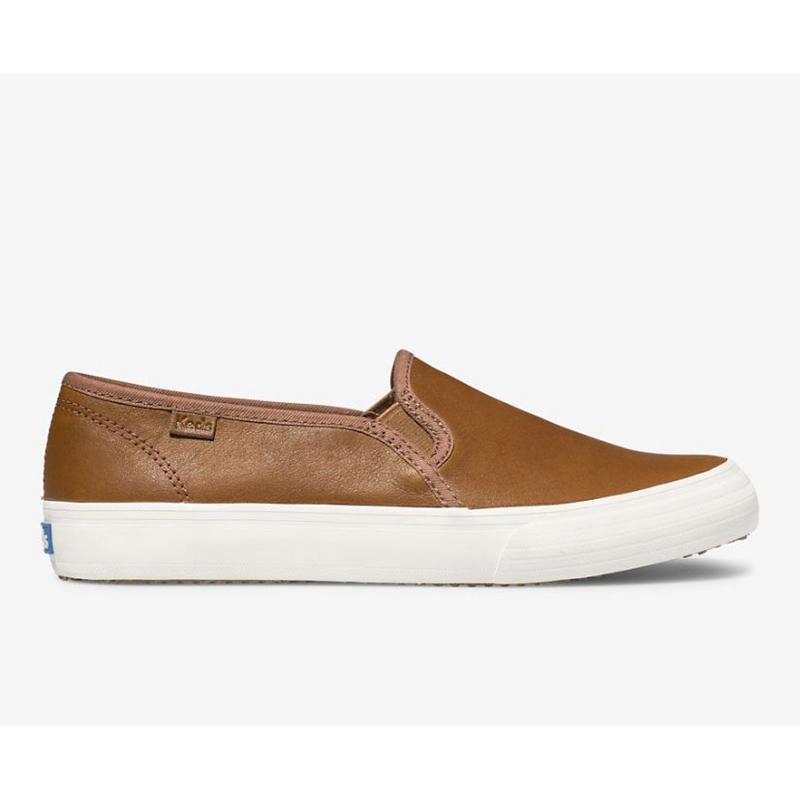 Keds Double Decker Slip On Naisten Leather Sneakers Ruskea | OLNW46523