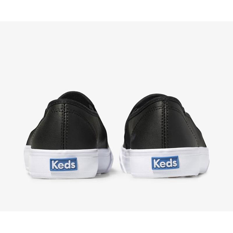 Keds Double Decker Slip On Naisten Leather Sneakers Mustat | HJPB83942