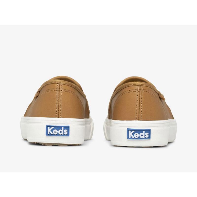 Keds Double Decker Slip On Naisten Leather Sneakers Ruskea | ETZF57960