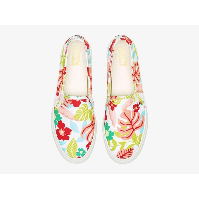 Keds Double Decker Tropical Print Naisten Mokkasiinit Valkoinen Koralli | UCTM01537