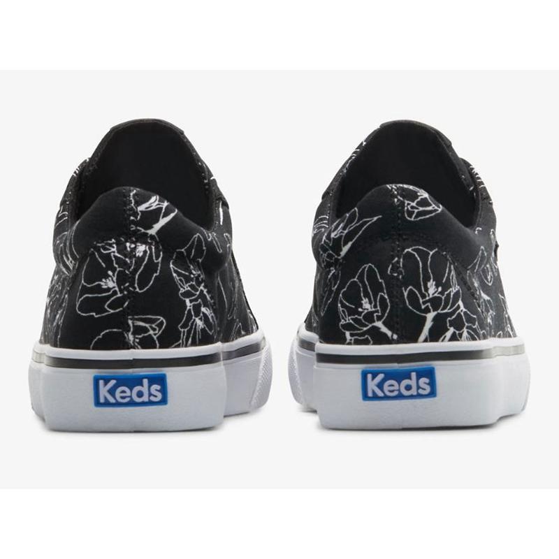 Keds Jump Kick Canvas Hand Drawn Floral Naisten Lace Ups Mustat Valkoinen | OBNM32519