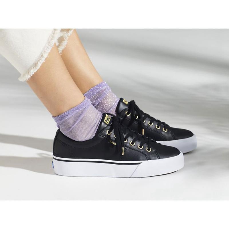 Keds Jump Kick Duo Nahkaiset Naisten Platform Sneakers Mustat | DCLQ25869