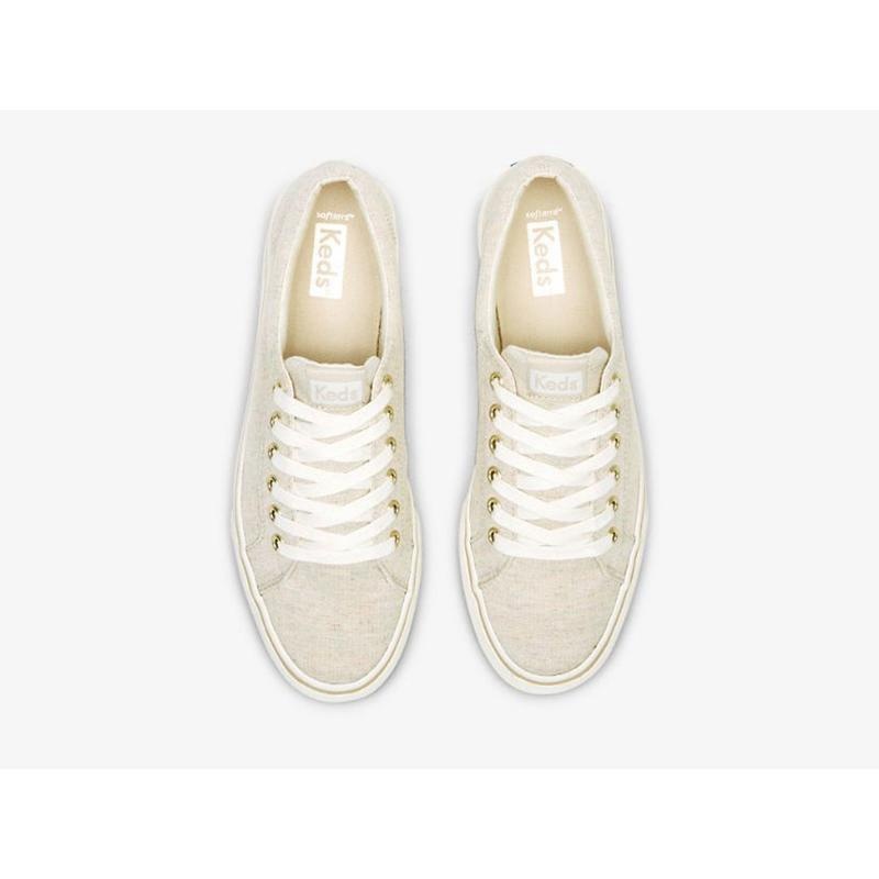 Keds Jump Kick Linen Fleck Naisten Lace Ups Oatmeal Lightyellow | UZSJ67412