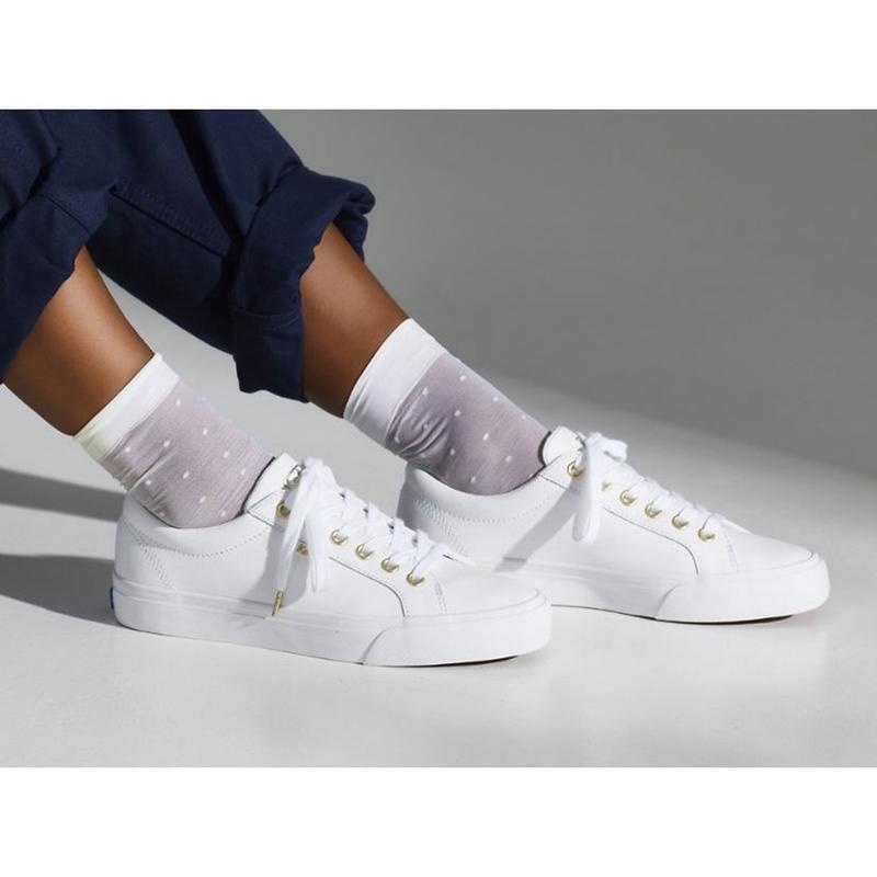 Keds Jump Kick Nahkaiset Naisten Lace Ups Valkoinen Kultaiset | OKGE24709