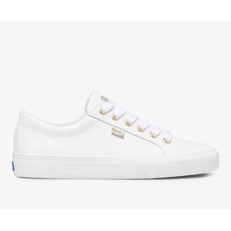 Keds Jump Kick Nahkaiset Naisten Lace Ups Valkoinen Kultaiset | OKGE24709