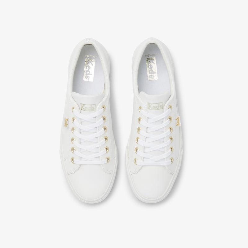 Keds Jump Kick Nahkaiset Naisten Leather Sneakers White/Gold | NOPX76354