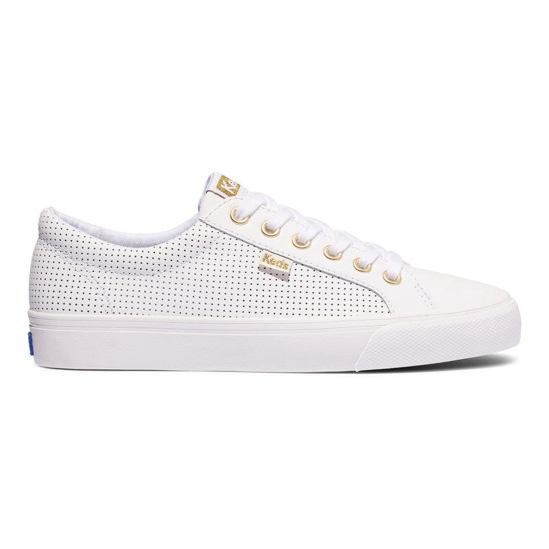 Keds Jump Kick Perforated Nahkaiset Naisten Leather Sneakers White/Gold | CWTA10734