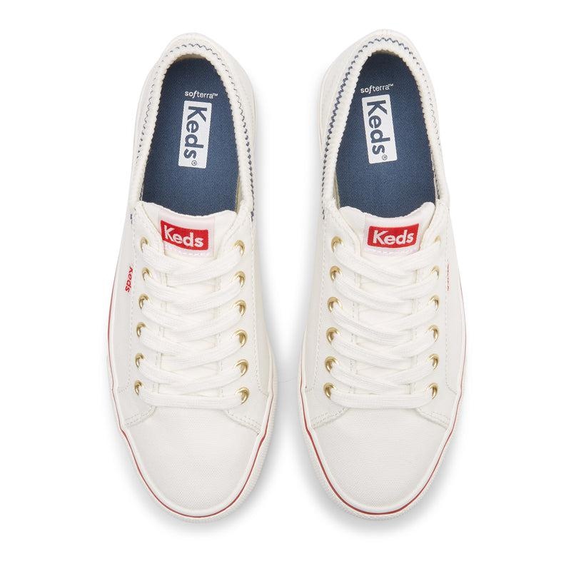 Keds Jump Kick Rib Knit Collar Canvas Naisten Canvas White/Red | OJRA25394