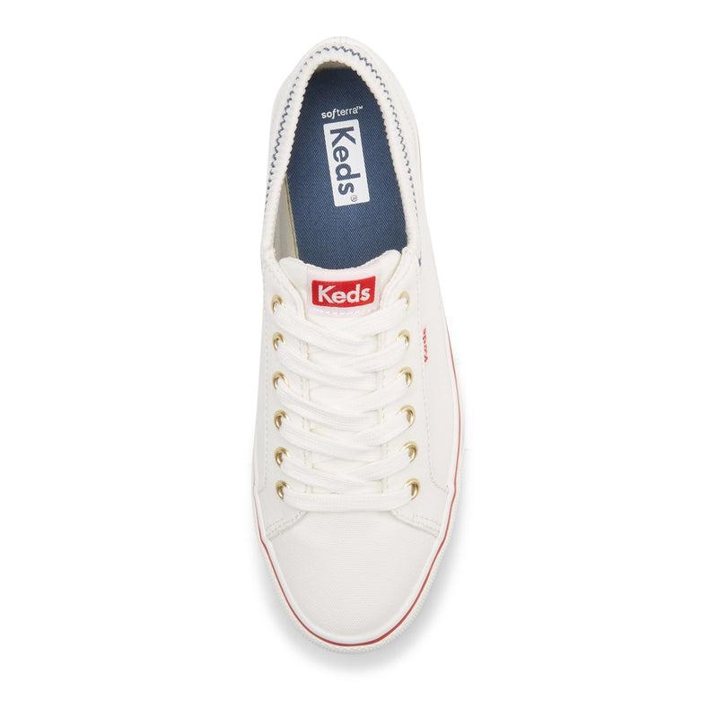 Keds Jump Kick Rib Knit Collar Canvas Naisten Canvas White/Red | OJRA25394