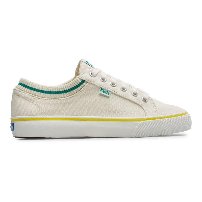 Keds Jump Kick Rib Knit Collar Naisten Canvas White/Green | JNFG67108