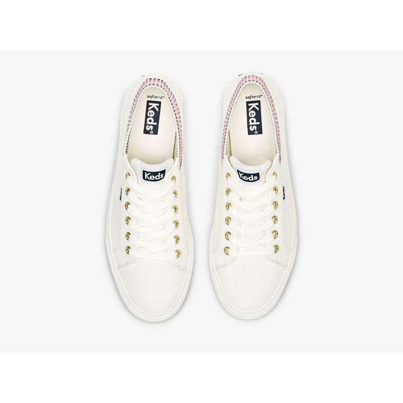 Keds Jump Kick Rib Knit Collar Squares Naisten Lace Ups Valkoinen Monivärinen | QNGR58934