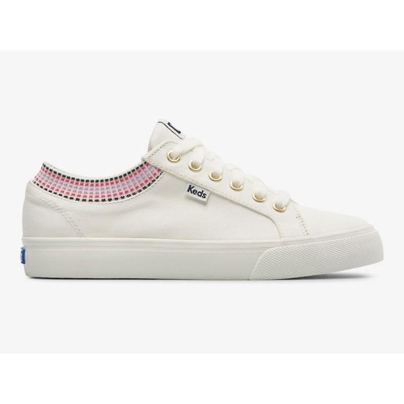 Keds Jump Kick Rib Knit Collar Squares Naisten Lace Ups Valkoinen Monivärinen | QNGR58934