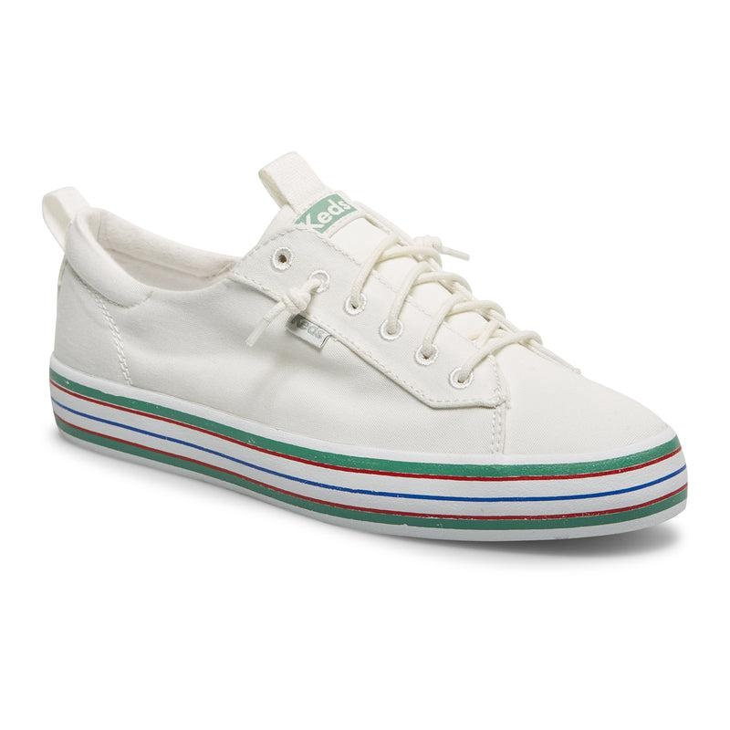 Keds Kickback Canvas Stripe Foxing Naisten Canvas Valkoinen | DRLI21854