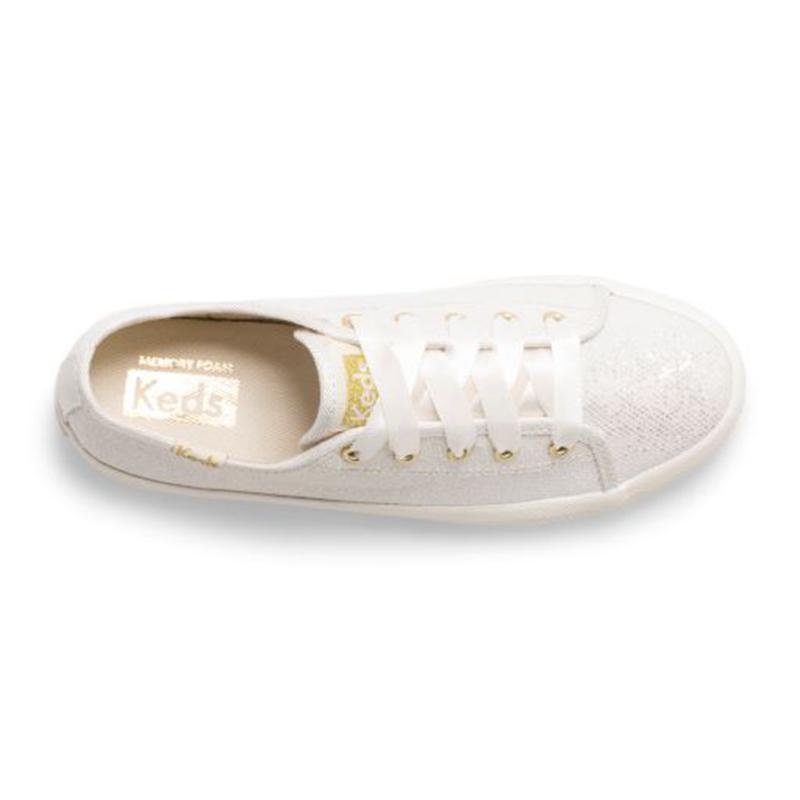 Keds Kickstart Celebrations Big Kid Lasten Canvas Ivory Glitter Lightyellow | RXKA35640